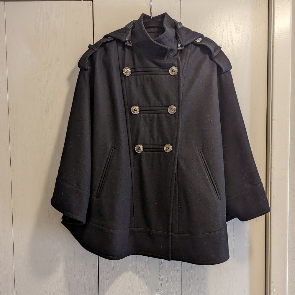 Kenneth Cole Black Jacket Poncho Wool Blend